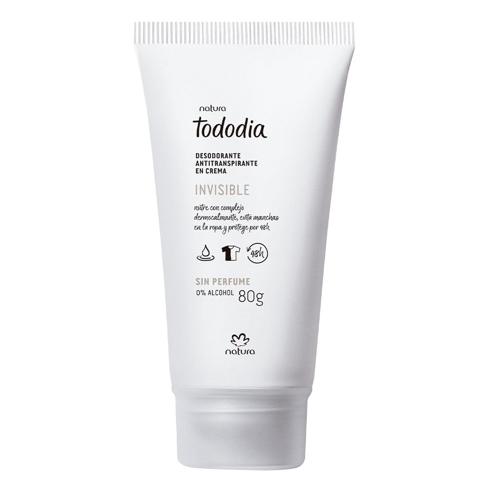 Desodorante antitranspirante en crema invisible sin perfume