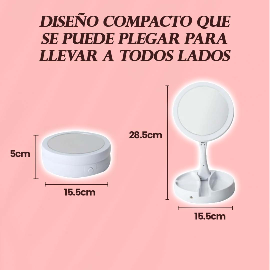 ESPEJO PLEGABLE CON LUZ LED