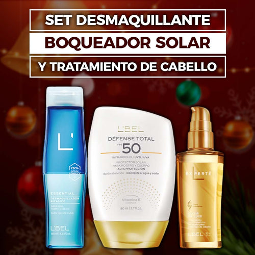 SET DESMAQUILLANTE BOQUEADOR SOLAR Y TRATAMIENTO DE CABELLO