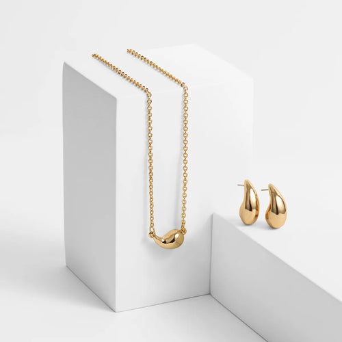 Set de collar con aretes para mujer en dorado Shinning Stars