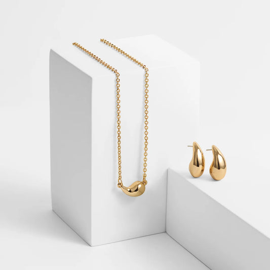 Set de collar con aretes para mujer en dorado Shinning Stars