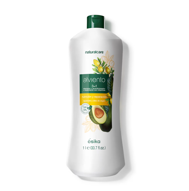 Shampoo Reparador de cabello 1 Litro Alviento 3 en 1 Restauración y Nutrición